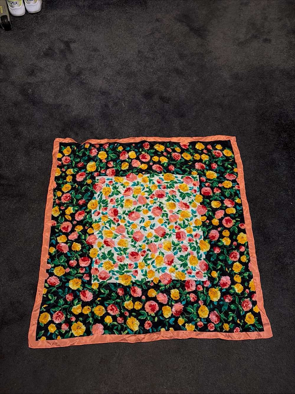 Vintage Floral Square Scarf 30”